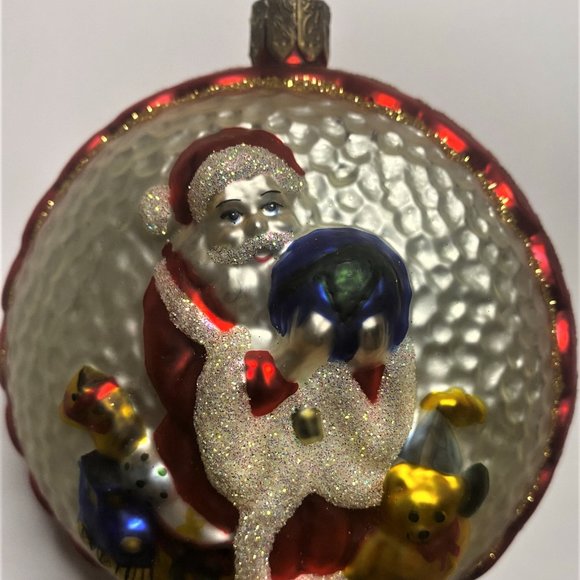 WATERFORD 2 Sided 3 D Blown Glass Santa Claus Globe Toys Christmas Tree Ornament - Picture 4 of 4